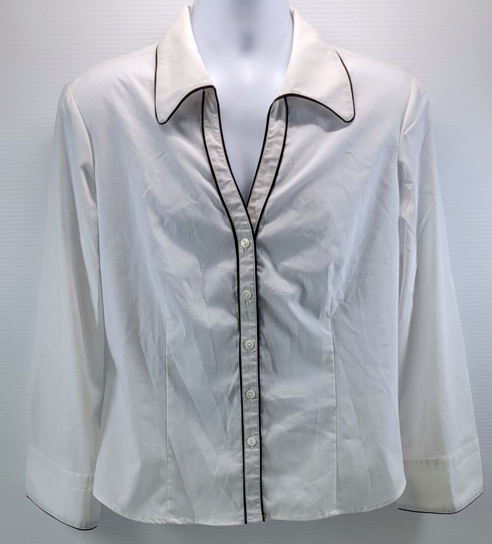 Once 1 Again Button Down Woman White Shirt Western Blouse XL